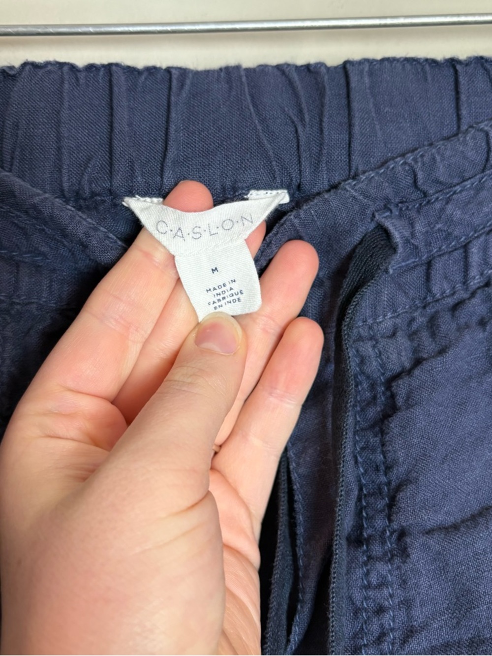 Caslon 100% Linen Navy Long Drawstring Pants Size Medium - Picture 4 of 7